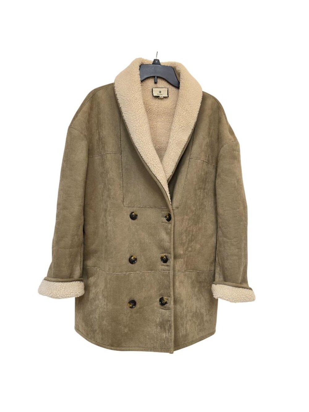 Tuckernuck Thayer Faux Shearling Coat Womens M French Gray Suede Sherpa Lined